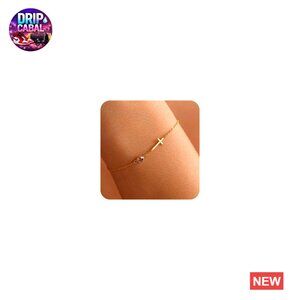 Gold Dainty Charm Cross Bracelet Stack Adjustable Minimalist Trendy Jewelry